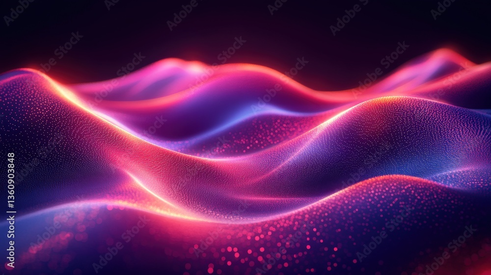 Abstract Colorful Waves with Light Effects in Dark Background Abstract Colorful Waves with Light Effects in Dark Background