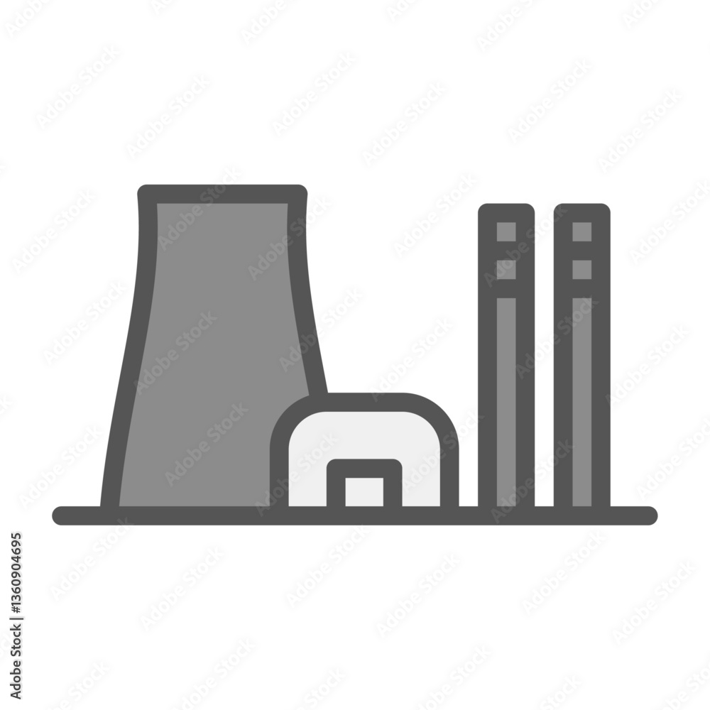 Power Plant filled outline icon, Power Plant color line illustration.
