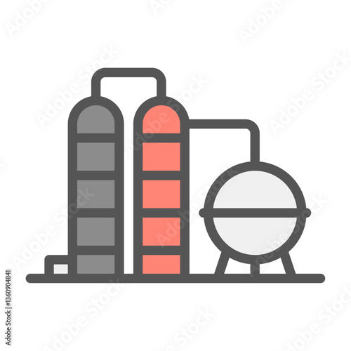 refinery filled outline icon, refinery color line illustration.
