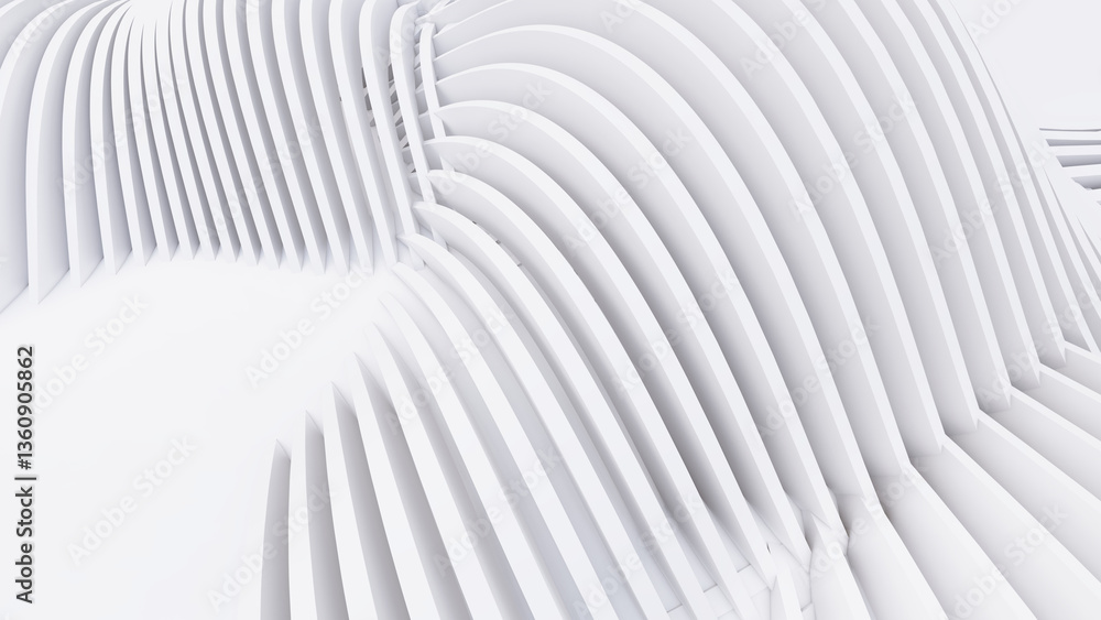 Naklejka premium Abstract Curved Shapes. White Circular Background.