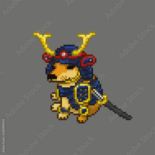Samurai dog, pixel art meme