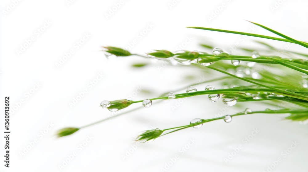 Obraz premium Lush green plants in Spring rain.
