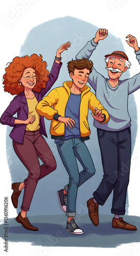 Smiling and enjoying the moment. A colorful and cheerful representation of intergenerational connection