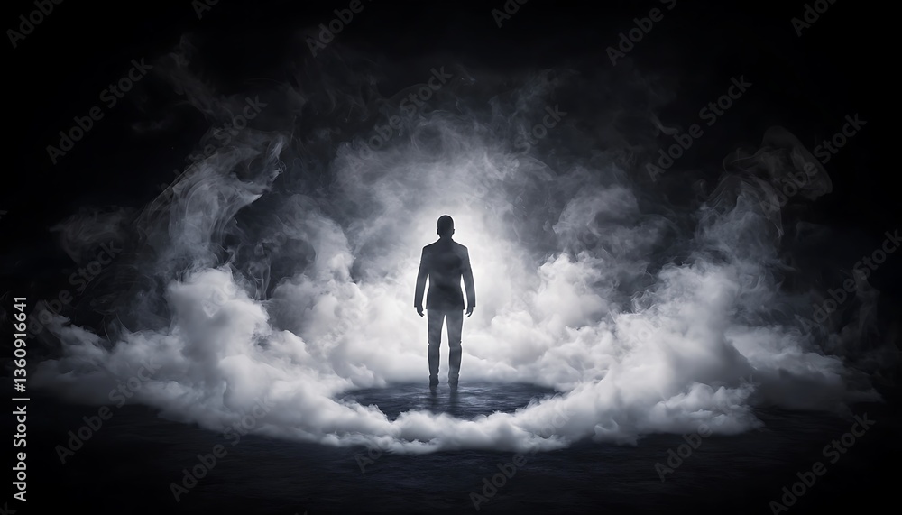Silhouette figure in smoky void Silhouette figure in smoky void