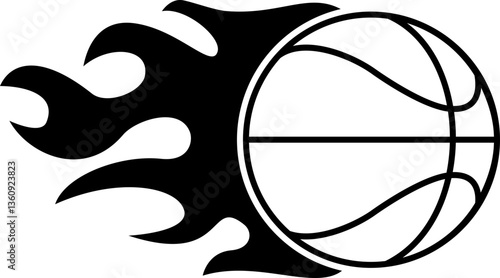 Flaming basketball vector icon graphic isolated