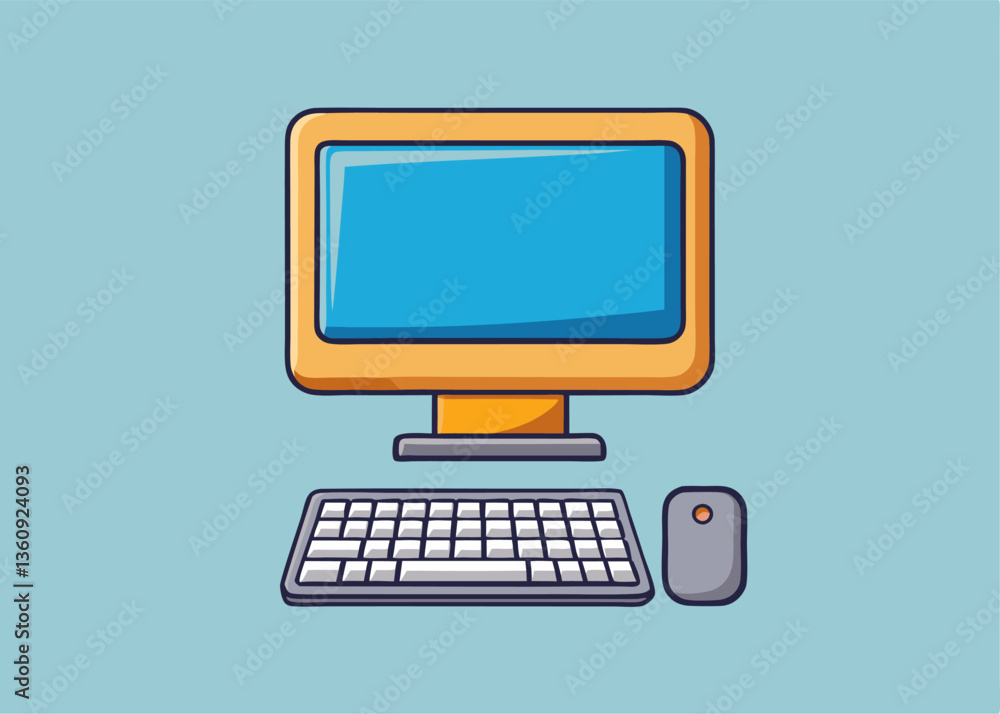 Aesthetic Computer Set: Illustrated depiction of a desktop computer setup, capturing the essential components of a workspace in a minimalist design. Aesthetic Computer Set: Illustrated depiction of a desktop computer setup, capturing the essential components of a workspace in a minimalist design.
