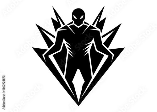 Heroic Silhouette: A striking silhouette of a superhero, exuding power and resilience, depicted in a bold, graphic style, ready to inspire and protect. 
