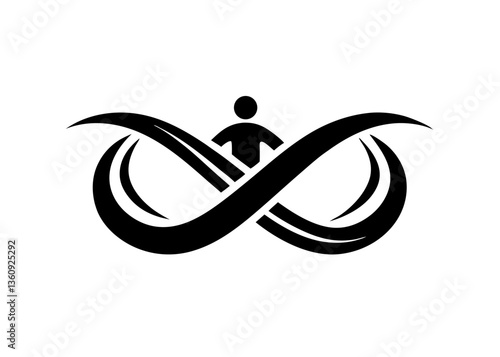 Eternal Loop: A minimalist, yet captivating illustration. The design suggests a human figure within an infinity symbol, representing timeless potential.