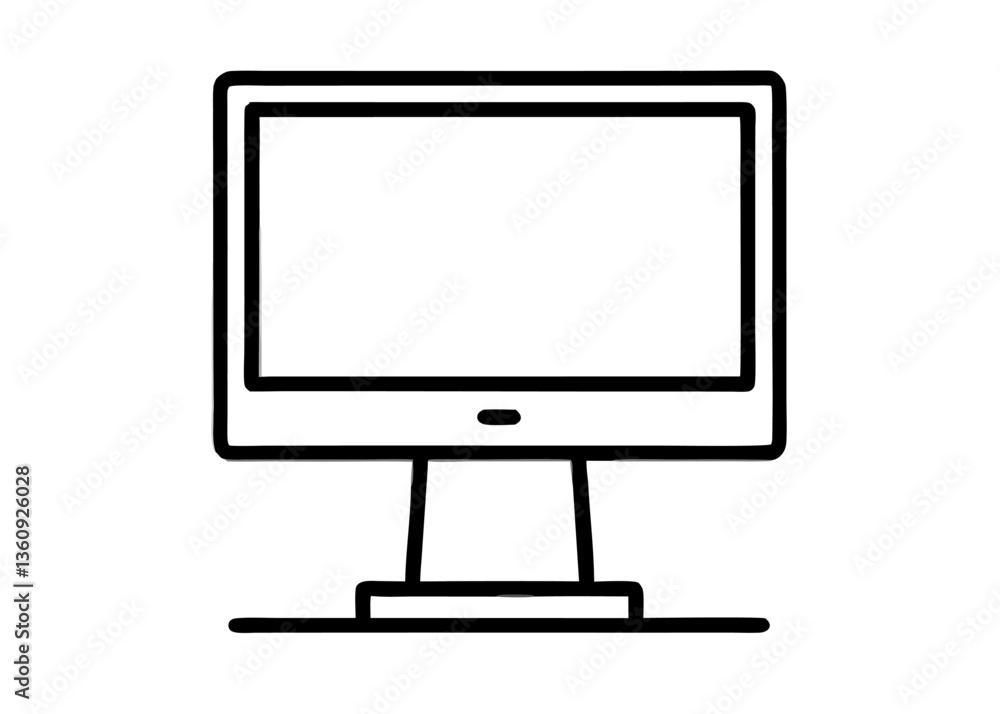 Modern Display Icon: An minimalistic line art of a modern desktop display, perfect for use in a variety of design applications. Modern Display Icon: An minimalistic line art of a modern desktop display, perfect for use in a variety of design applications.