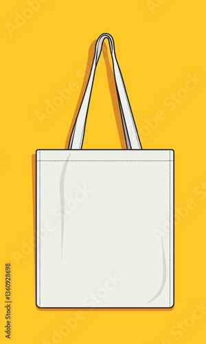 Plain white tote bag illustration template