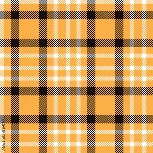 Bright Butterscotch Seamless Tartan with Bright White accents Textile Design