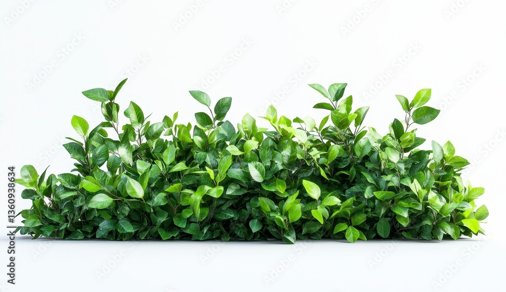 Obraz premium Lush Green Bush with Bright Leaves on White Background