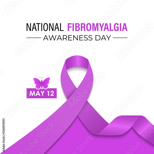 Vector graphic of International Fibromyalgia Awareness Day, May 12. Chronic pain and fatigue affect people with this invisible illness. Website banners, cards, prints, social media, and background.