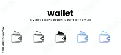 wallet vector icons set stock illustration