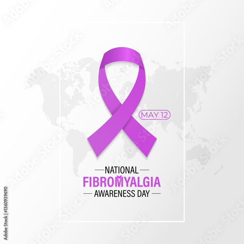 Vector graphic of International Fibromyalgia Awareness Day, May 12. Chronic pain and fatigue affect people with this invisible illness. Website banners, cards, prints, social media, and background.