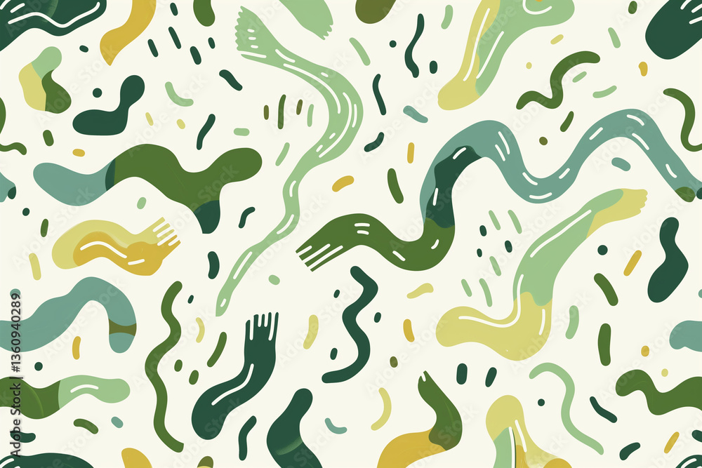 Green Shapes Pattern Featuring Unique Abstract Geometric Forms in a Repetitive Design for Fun Kids Room Decor Green Shapes Pattern Featuring Unique Abstract Geometric Forms in a Repetitive Design for Fun Kids Room Decor