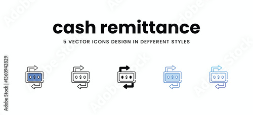 cash remittance vector icons set stock illustration