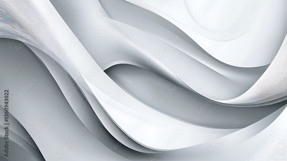 Fototapeta premium Abstract White and Gray Swirling Curves Background Image