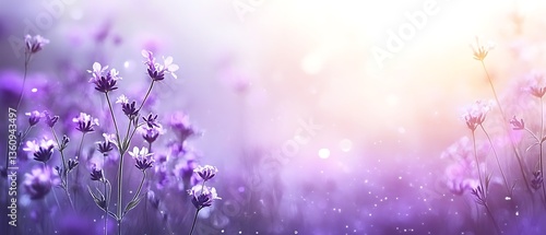 Beautiful vibrant lavender flowers display gracefully in soft blurry light
