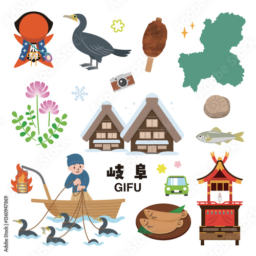 岐阜のイラストセット