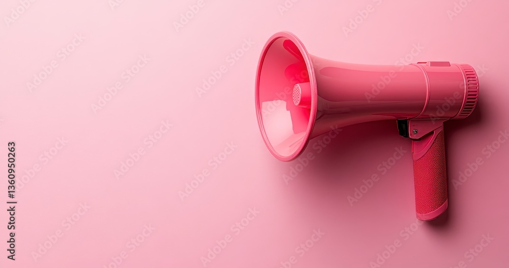 Pink Megaphone on a Pink Background Pink Megaphone on a Pink Background
