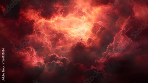 Swirling red and black clouds in an abstract design.