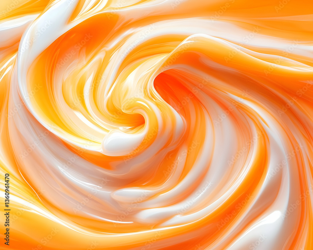 Swirling Orange and White Cream Texture Swirling Orange and White Cream Texture