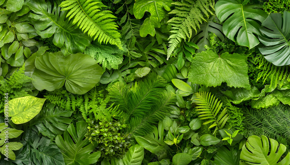 Tropical leaves wall background for display Tropical leaves wall background for display