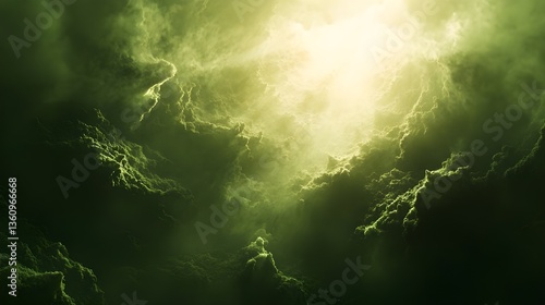 Dark-shaded abstract green cloud background.