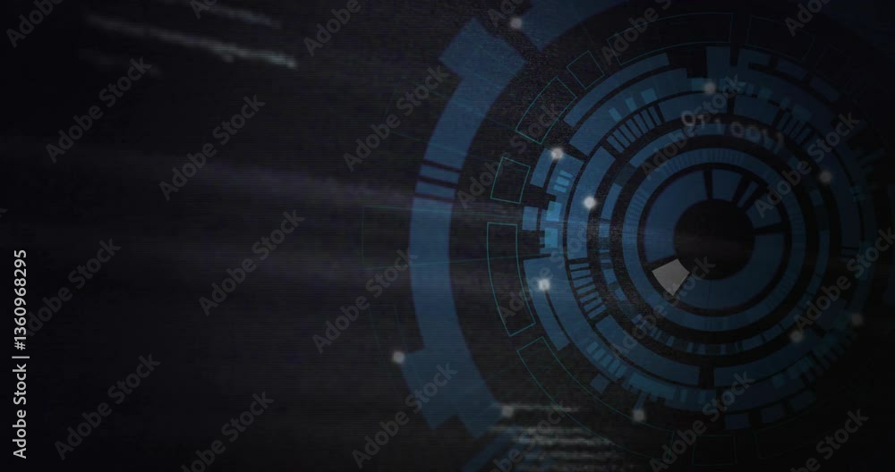 Circular patterns and glowing elements in futuristic digital animation interface Circular patterns and glowing elements in futuristic digital animation interface