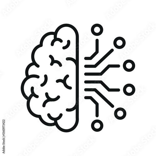  vector illustration brain chip artificial intelligence icon