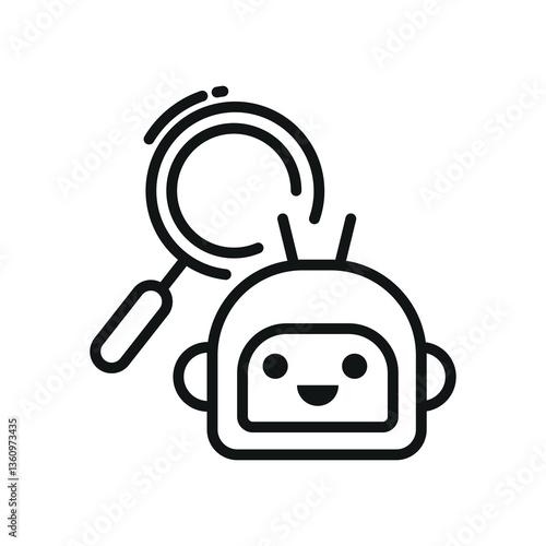 funny cartoon android search artificial intelligence vector icon