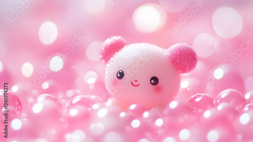 Cartoon Teddy Bear on Pink Background, cute and pink wallpaper