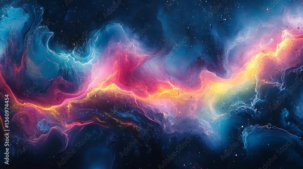 Fototapeta premium Abstract Cosmic Nebula Swirling Colors Space Art
