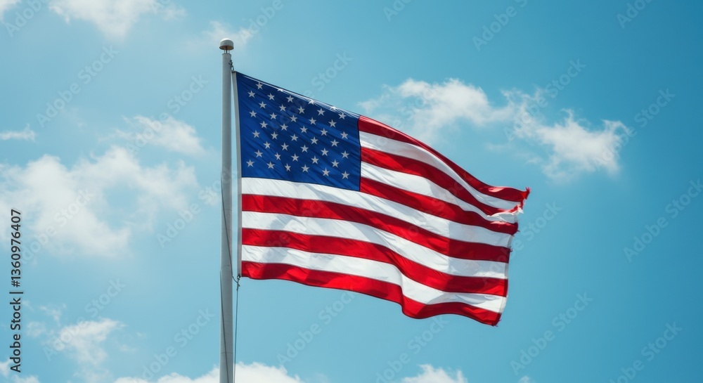 Fototapeta premium American Flag with Clouds