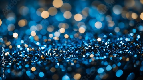 A beautiful macro image of shimmering blue and gold sparkles