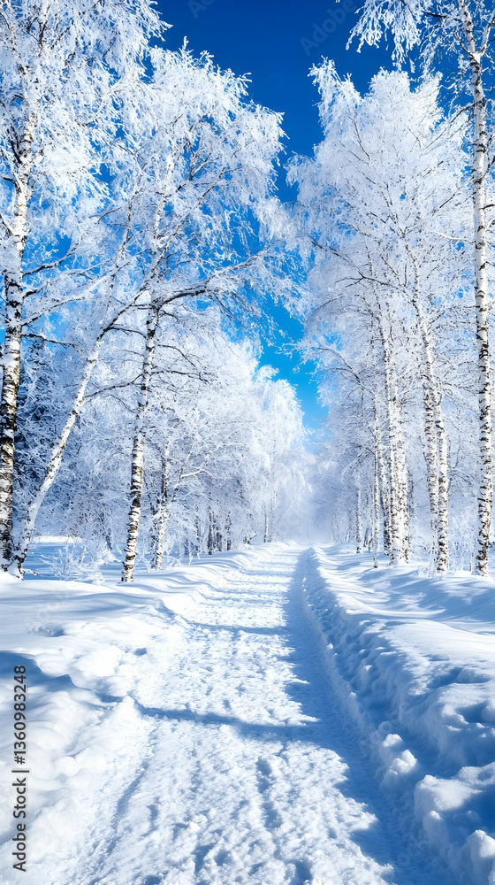 Obraz premium Winter wonderland snow-covered forest path