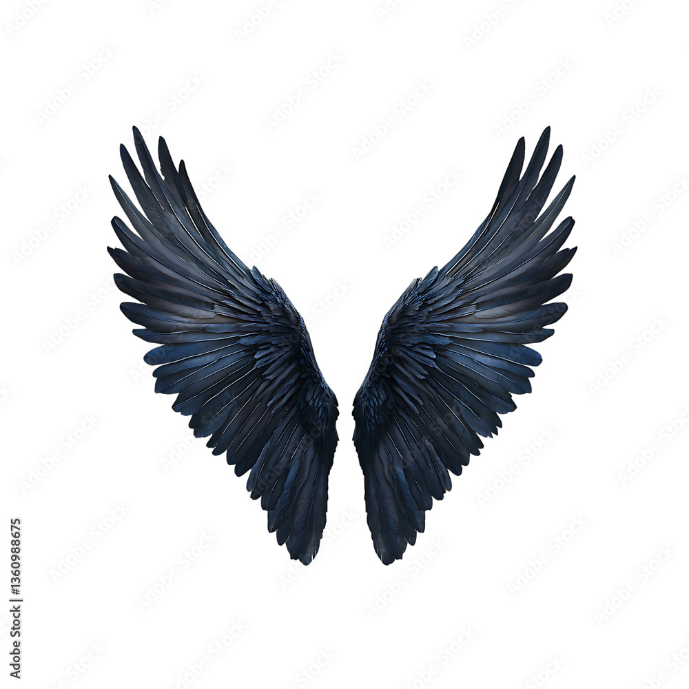 Fototapeta premium Pair of Majestic Black and Gold Wings against transparent background
