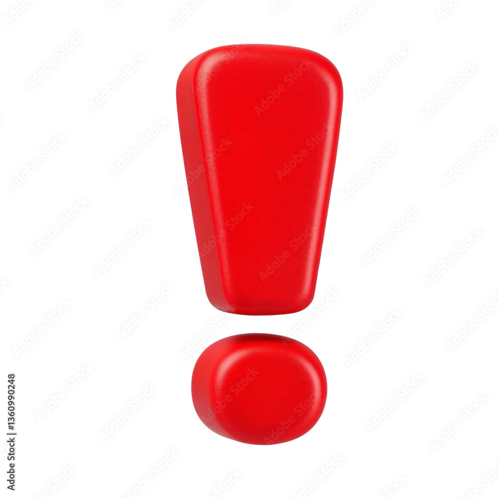 A bold red exclamation point, a vibrant symbol of urgent attention, demands immediate notice against a stark white background. A bold red exclamation point, a vibrant symbol of urgent attention, demands immediate notice against a stark white background.