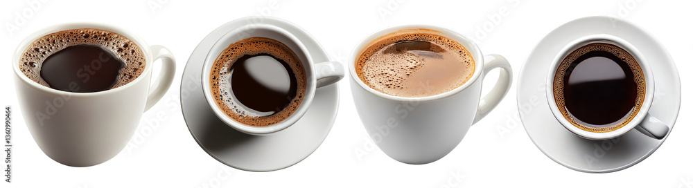 Coffee Cups with Different Brews Against a White Background, PNG bundle collection, Isolated on Transparent Background Coffee Cups with Different Brews Against a White Background, PNG bundle collection, Isolated on Transparent Background