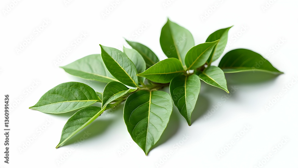 Naklejka premium Perfect Exposure: Premium Bay Leaves on White 