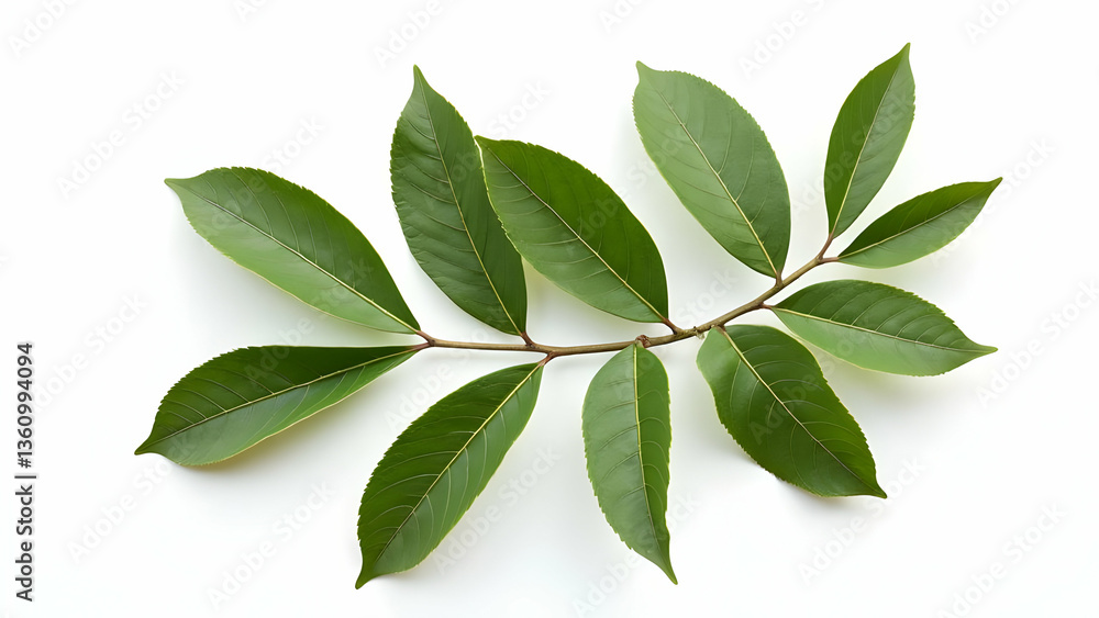 Naklejka premium Bay Leaves with Stems: Culinary Herb Showcase