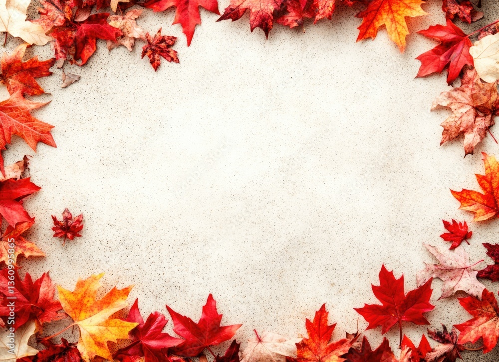 Colorful Fall Maple Leaves Frame with Empty Copy Space Background Colorful Fall Maple Leaves Frame with Empty Copy Space Background