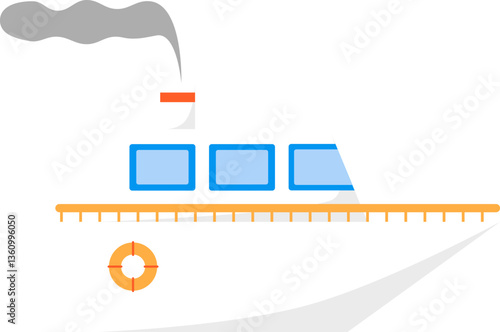 sea ship with smokestack isolated in flat style