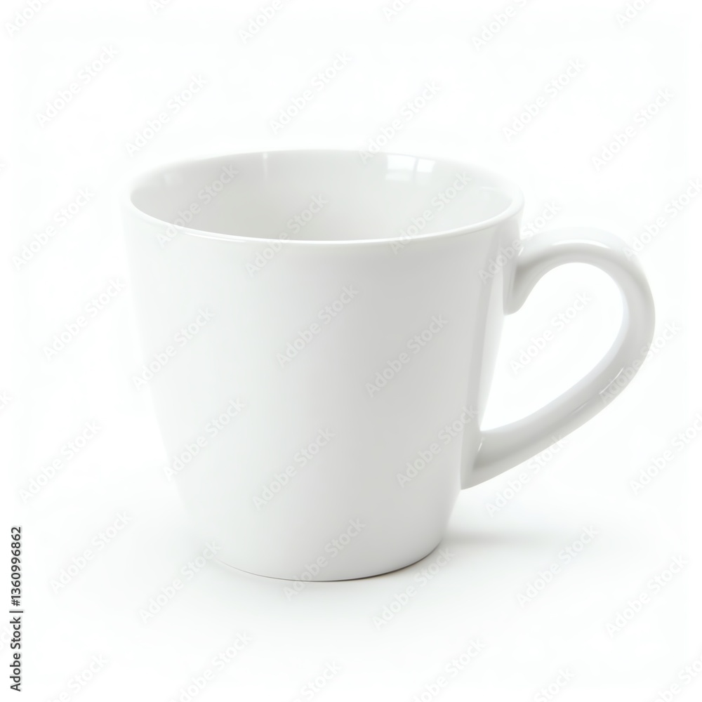 A simple, elegant white coffee mug perfect for any beverage or dining setting. A simple, elegant white coffee mug perfect for any beverage or dining setting.