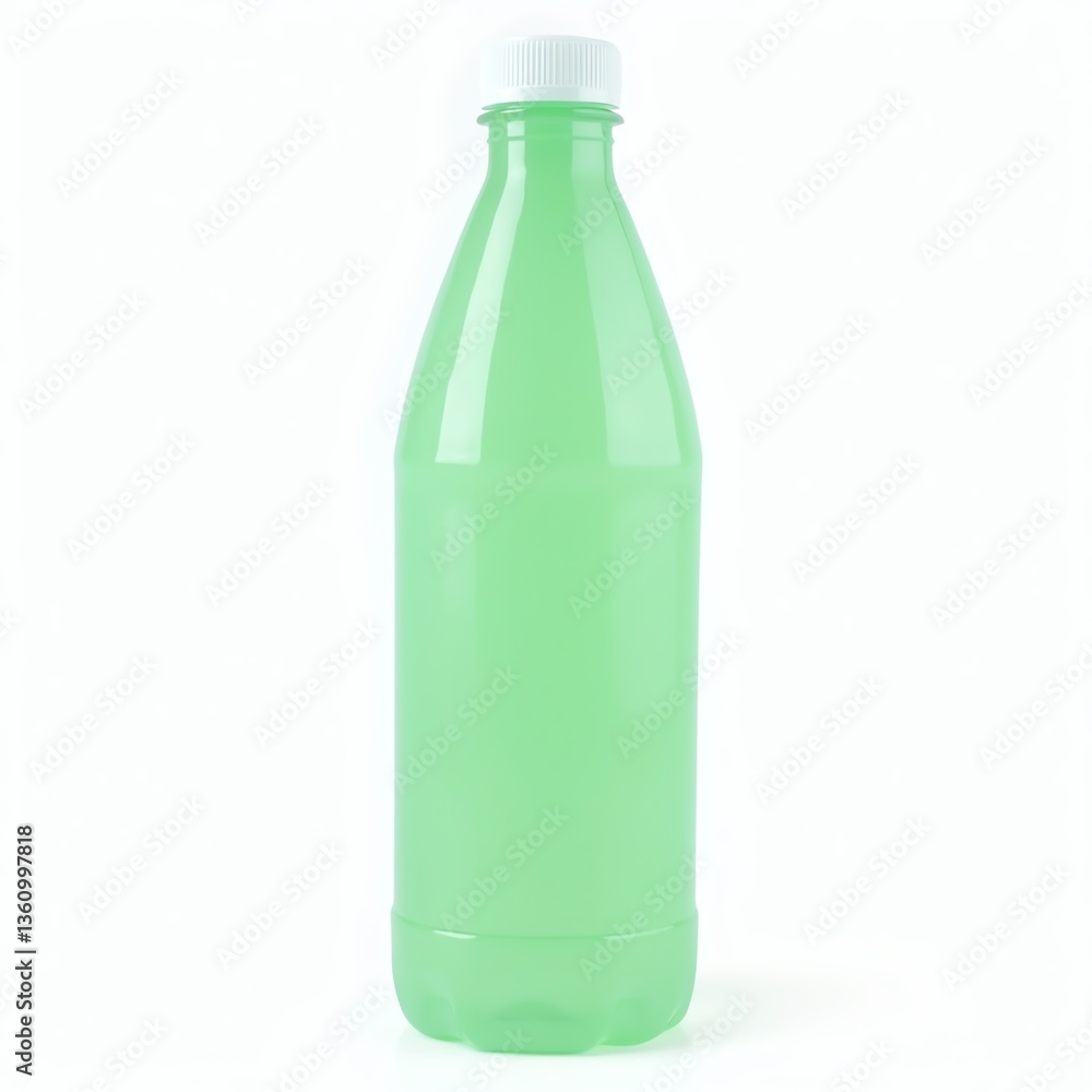 Refreshing green beverage in a clear plastic bottle ready for consumption. Refreshing green beverage in a clear plastic bottle ready for consumption.