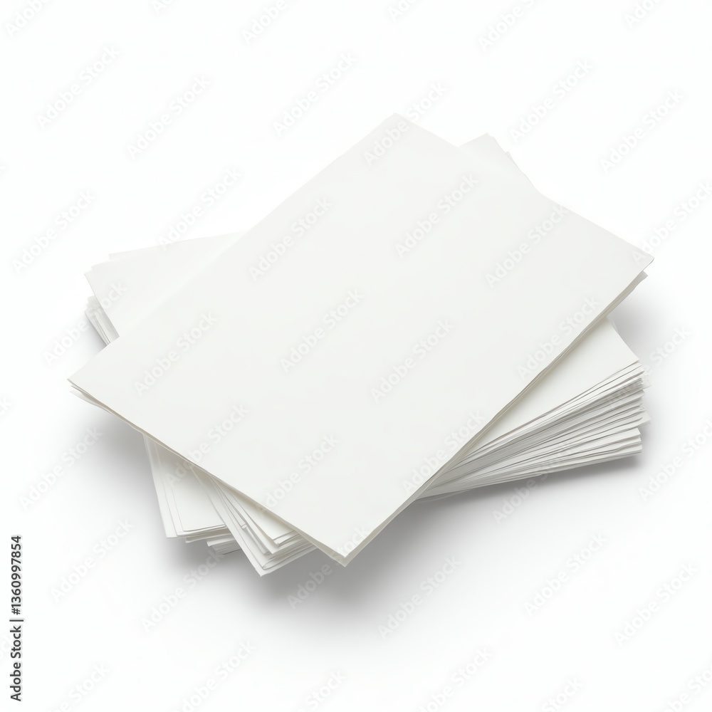 Stack of blank white papers ideal for printing, design, or crafting projects. Stack of blank white papers ideal for printing, design, or crafting projects.