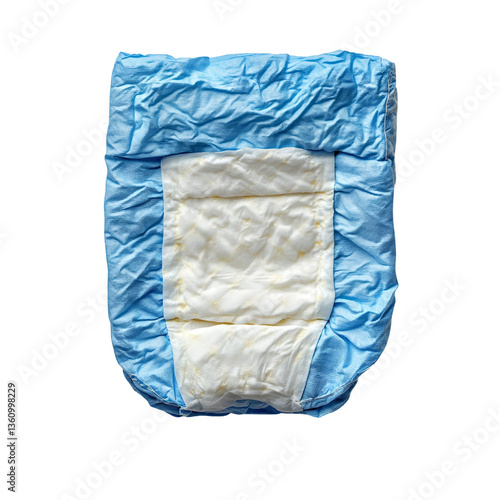 Used Baby Diaper Blue and Yellow soiled absorbent