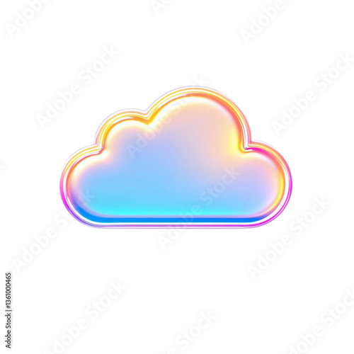 A vibrant, iridescent cloud symbolizing digital freedom and limitless potential, with a glossy, 3D effect against a white background.