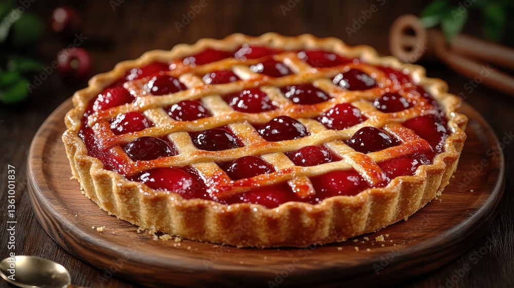 A fruit pie with lattice crust and apple filling. A fruit pie with lattice crust and apple filling.